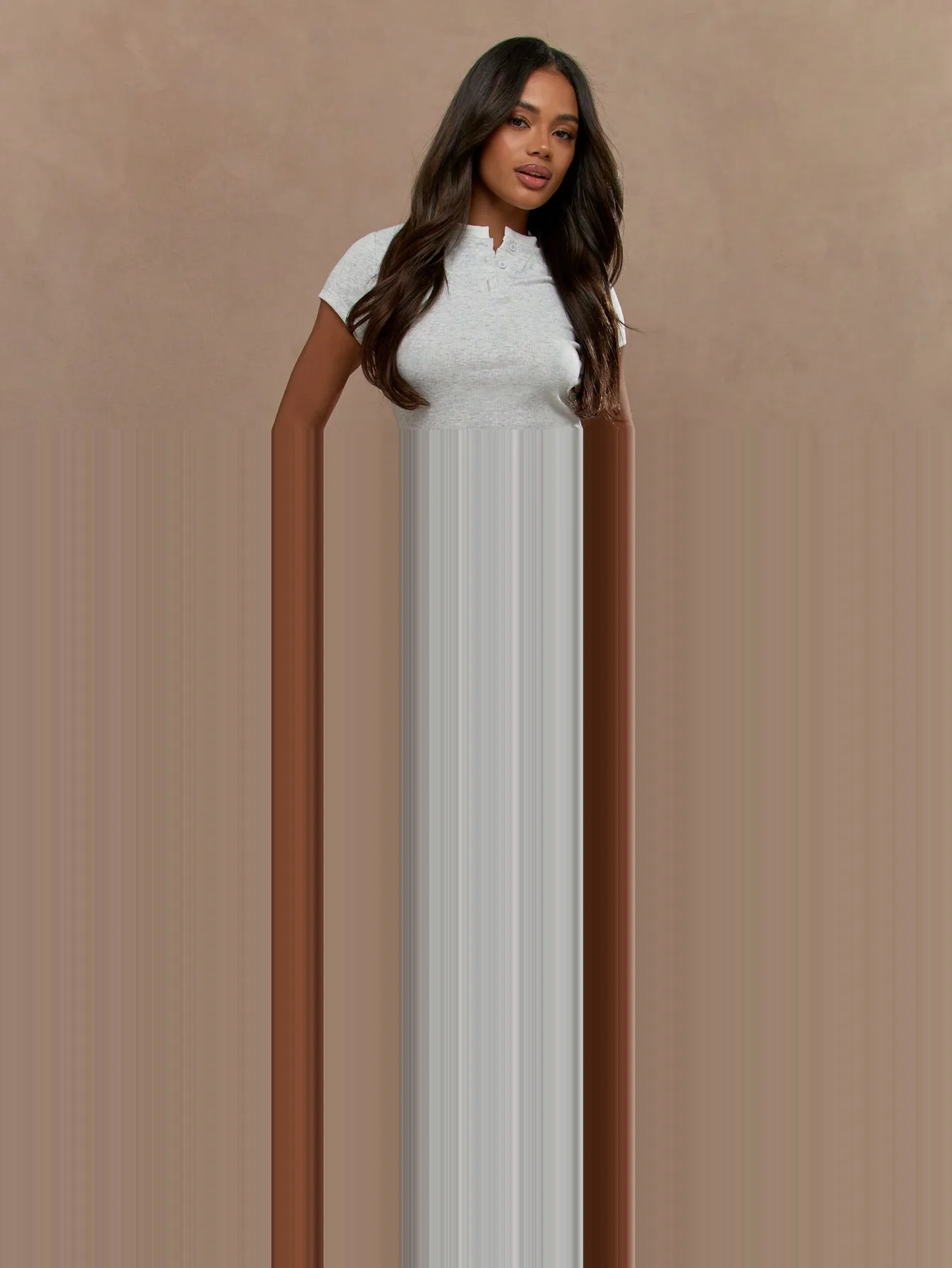 

Gray Ribbed Crop Top and Wide Leg Pants Matching Set