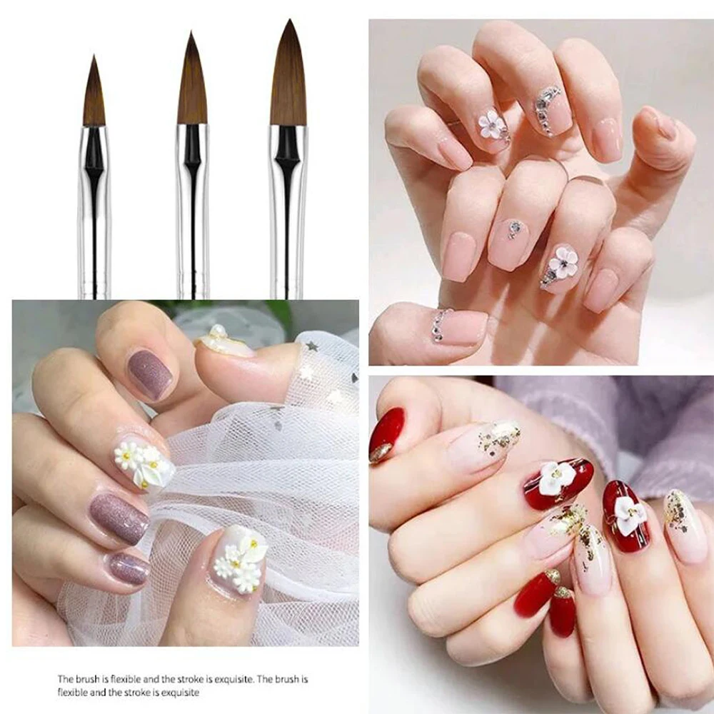 3本セット ブラックハンドル アクリルリキッドパウダー スカルプチャーペン ネイルブラシ ネイルエクステンション UVジェルポリッシュ カービングブラシ マニキュアツール