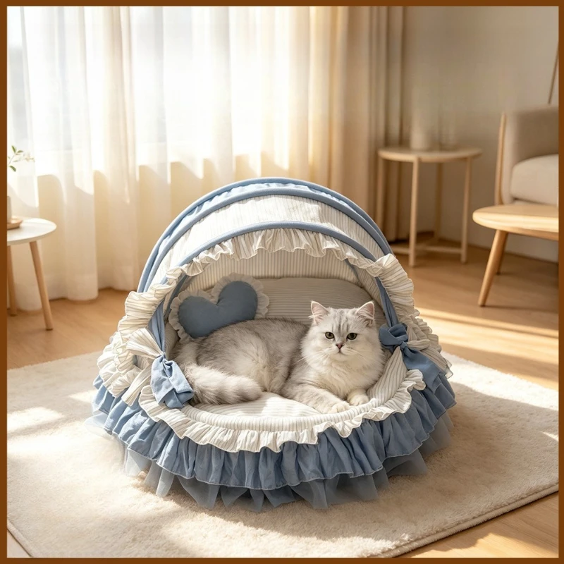 Ins Luxury Princess Cat Nest Removable Washable Security Cats Beds Small Dog Universal Pet Bed Kawaii Cat Cradle