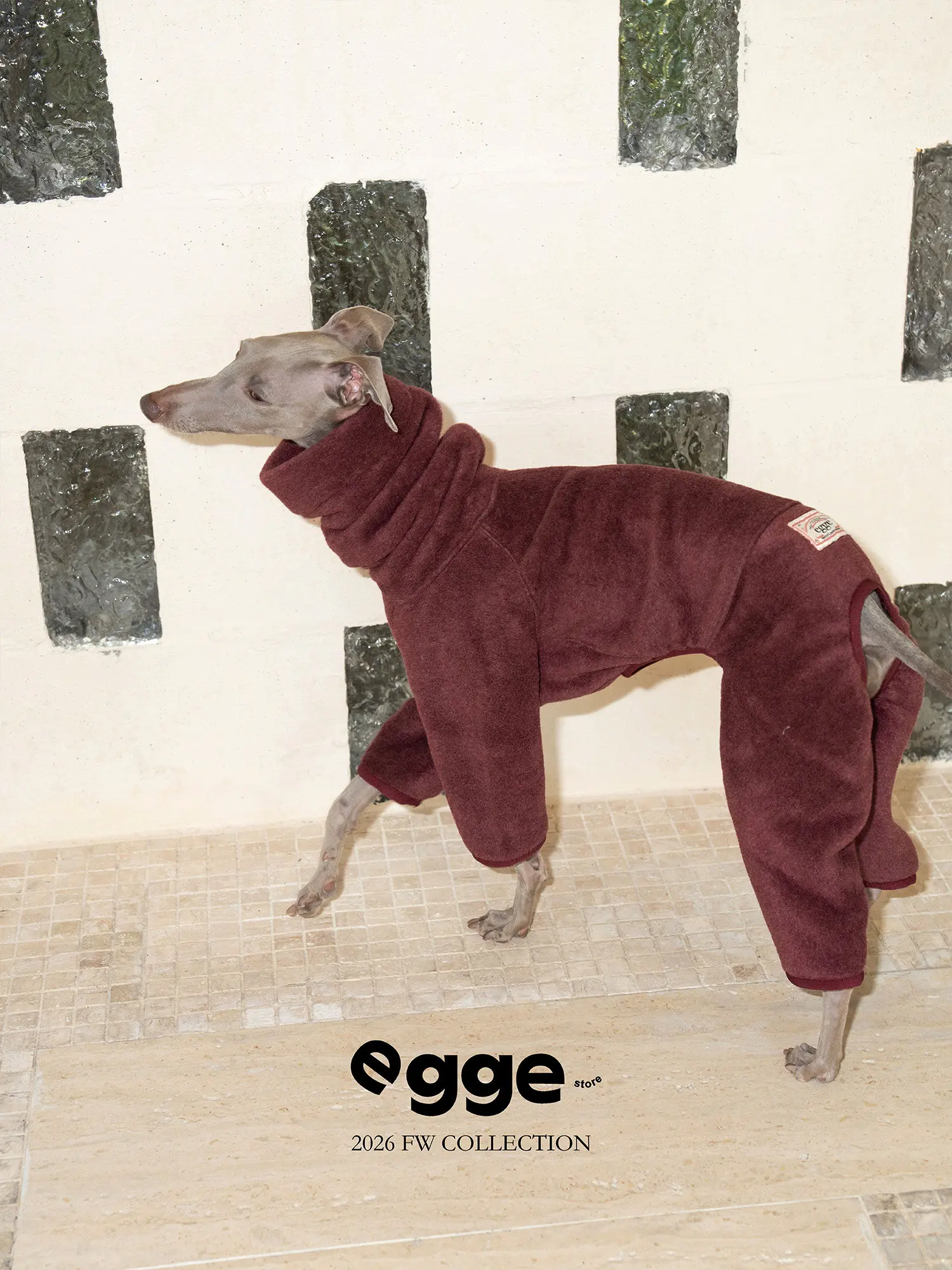 Hoge hals anti-statische hondenoverall, dikke warme winterkleding voor 4-potigen, geschikt voor Italiaanse windhond, Bedlington, Sighthound, zachte overall