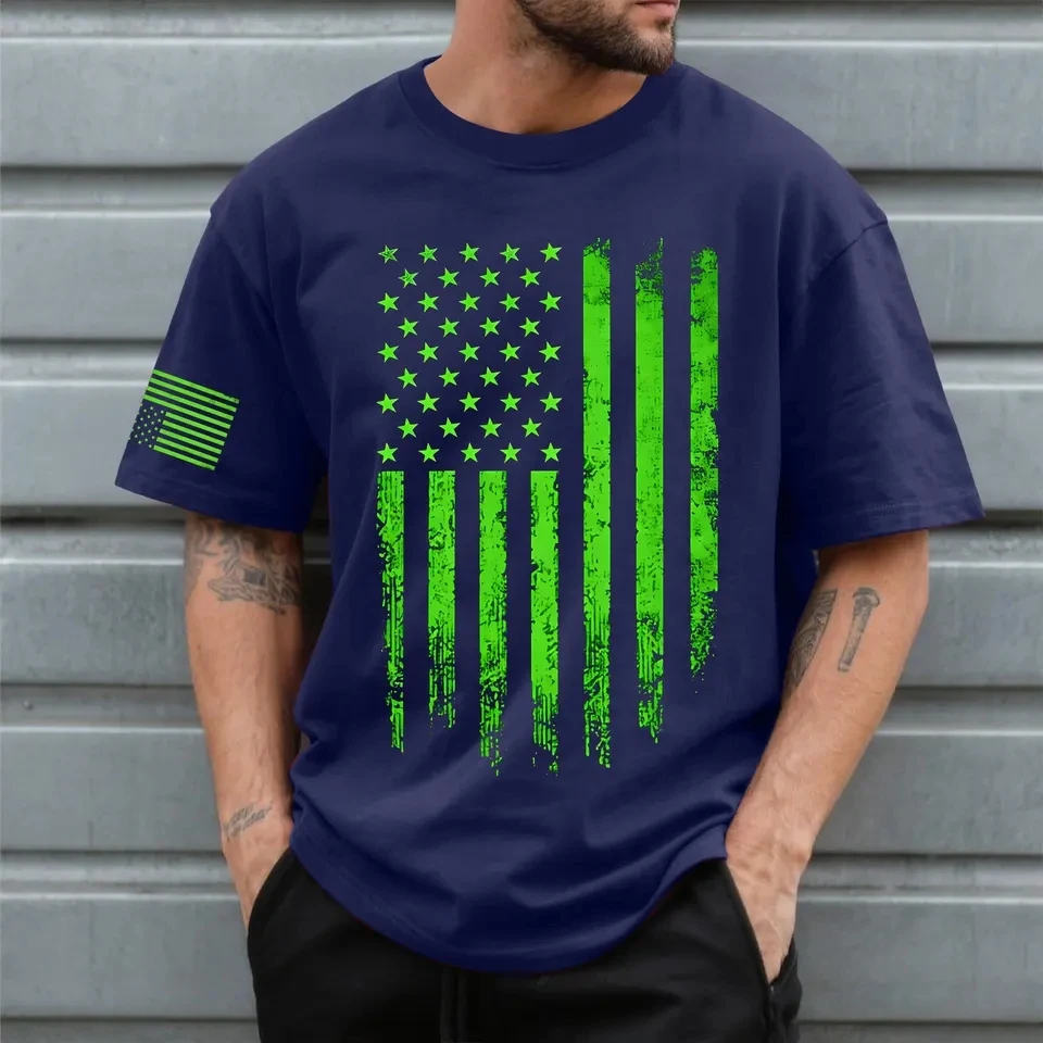 

Men T-Shirts American Independence Day Graphic Tees Tops Casual Street Wear USA Flag Print Round Neck Short Sleeve T Shirt