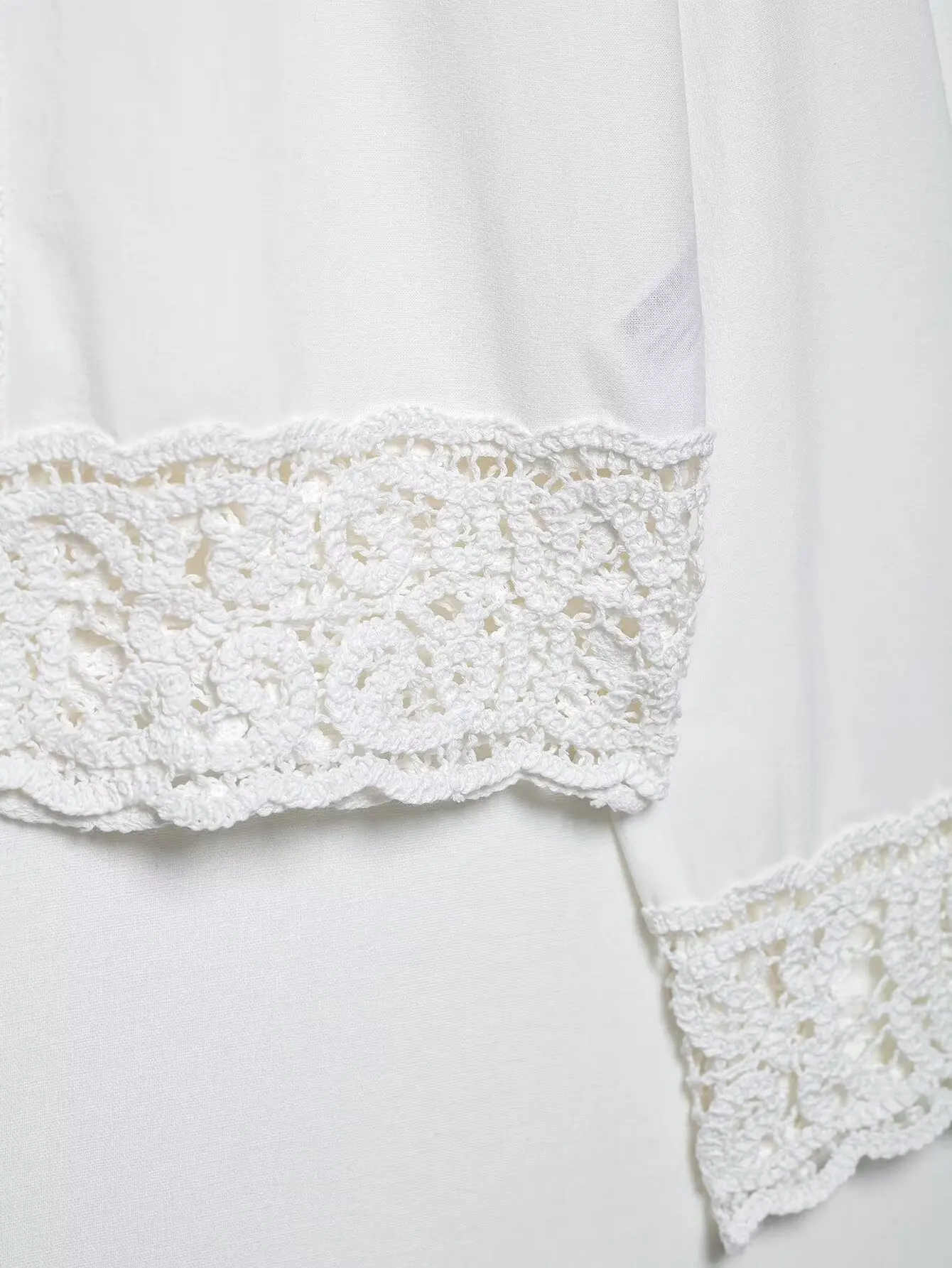 Zevity 女性ファッション中空アウトレースかぎ針編みパッチワーク白スモックブラウス女性のシックな長袖シャツ Blusas トップス LS9191