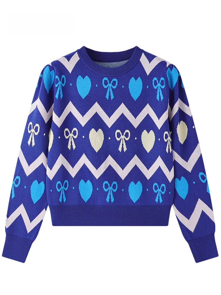 

JZZDEMM Women's Knitted Long Sve Sweater round Ne Pure Color Knot Heart Patterned Autumn Winter Slim Fit Base ...