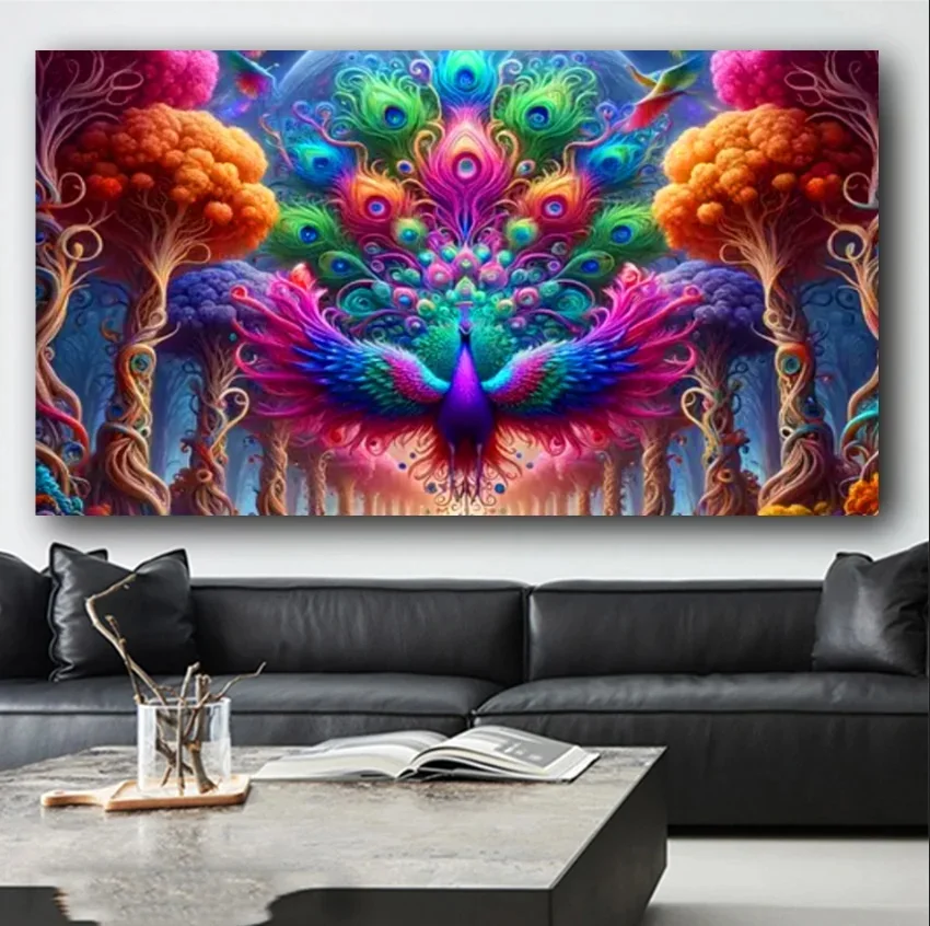 Psychedelic Phoenix Color Tree of Life,Diamond Painting Mosaic Embroidery Diy Cross Stitch Kits Fantasy Bird Landscape Home Art