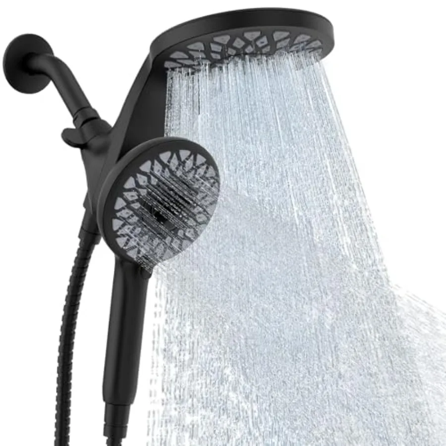 

High Pressure Rain Shower Head with Handheld Spray Combo: Detachable Dual Shower Head with 10 Sprays Modes - Upgrade Knob Spray