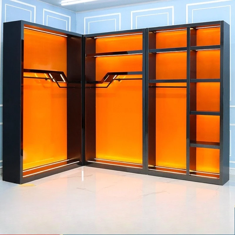 متجر لبيع الملابس الفاخرة الخفيفة، وخزانة عرض البث المباشر، وخلفية متجر الملابس للرجال والنساء #3