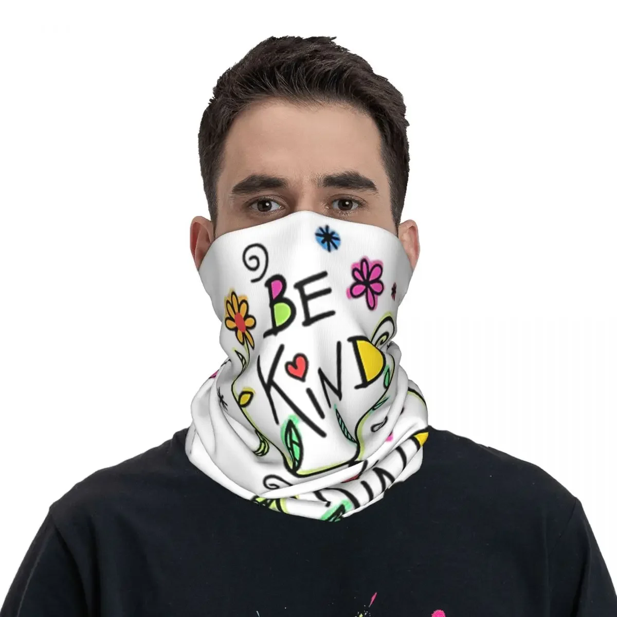 Be Kind Word Saying Design S For Men Women kids Bandana Neck Gaiter Printed Wrap Scarf Multi-use FaceMask Running All Season