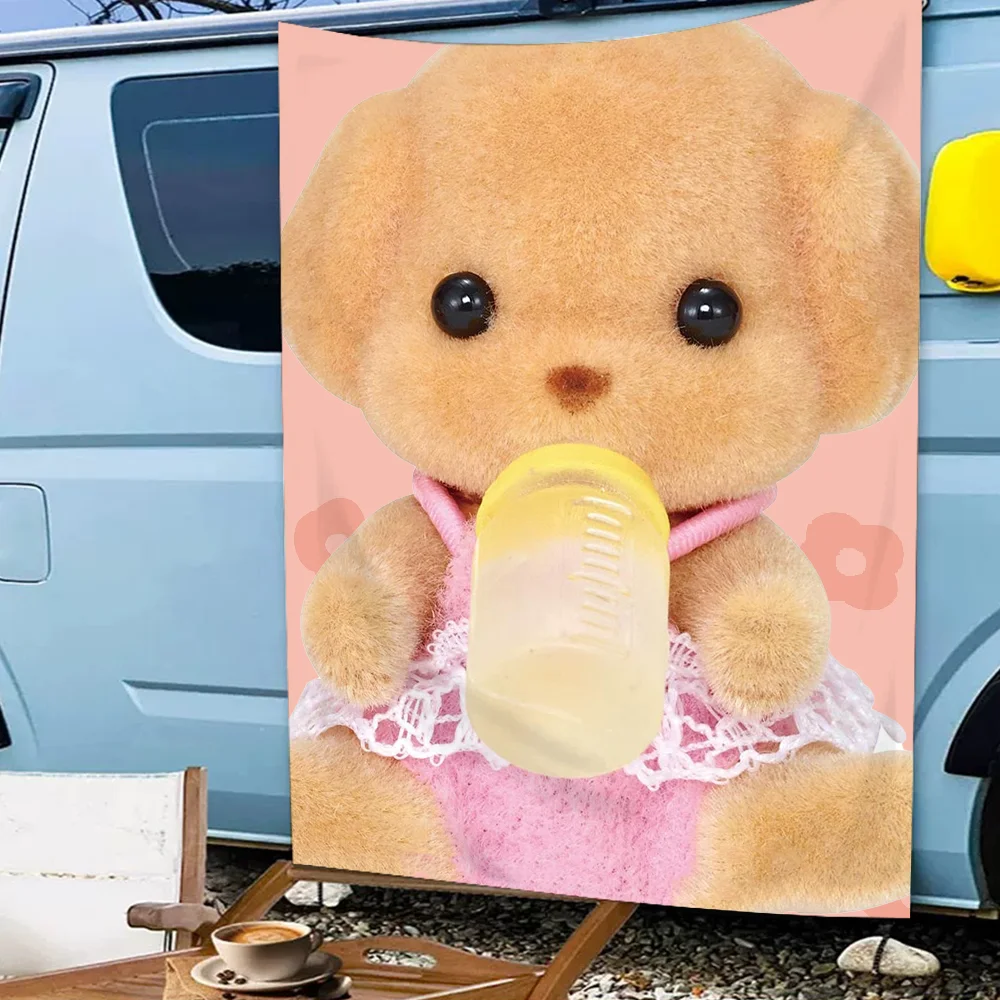 S-SylvanianS F-Families Leuke vlag voor banner Afdrukken Artistieke sfeerstijl Campingkamer