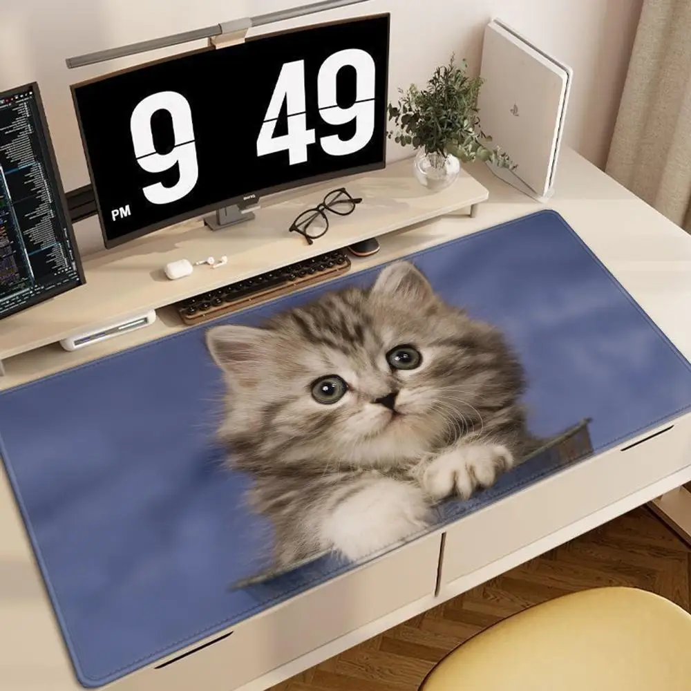 

Funny cut cat Mouse Pad Desk Mouse Pad Cute HD Desk Pad Extended Gaming Keyboard Mats Large 100x50cm XXL Gamer Mousepad