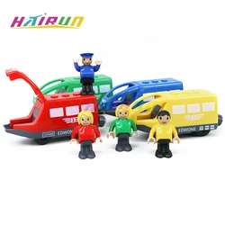 Magnetic Electric Train  with Little Doll Diecast Slot Toy Railway Wood Track Compatible Locomotive Electric Rail Train for Kid
