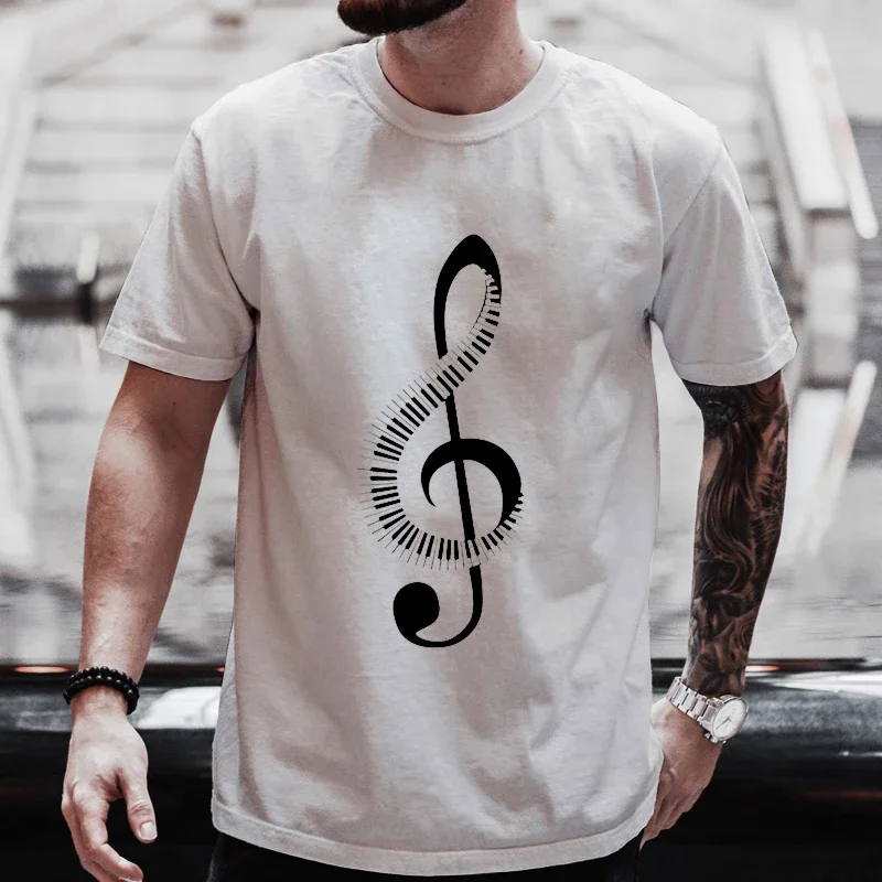 2024 T -Shirt Men Women Clothing Fashion T-Shirt Summer Short Sleeve Tee Tshirt Tops Piano Music Note T Shirt Fashion Casual Top