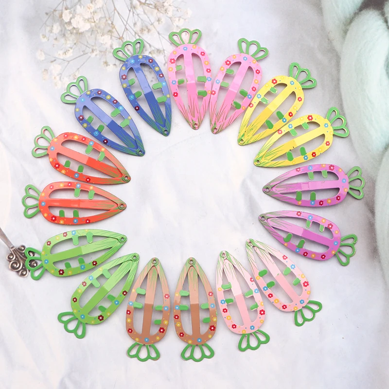 

30-120Pcs Cartoon Print Carrot Hair Clips For Girls Children Hairpin Candy Color Kids' Hair Accessories Cute Headwear