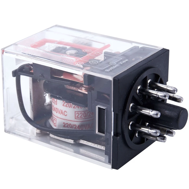 4X التيار المتناوب 220 فولت/230 فولت لفائف الجهد PCB مرحل الطاقة 8 دبابيس DPDT 2NO 2NC MK2P-1 #4