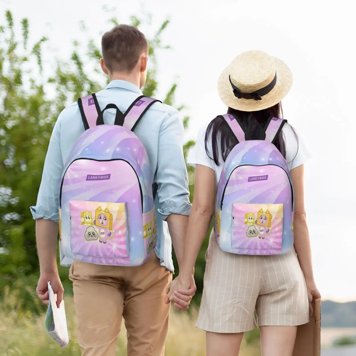 Lankybox tas ransel anak laki-laki dan perempuan, tas punggung buku sekolah pelajar pelajar anak laki-laki dan perempuan, tas TK Prasekolah dengan saku