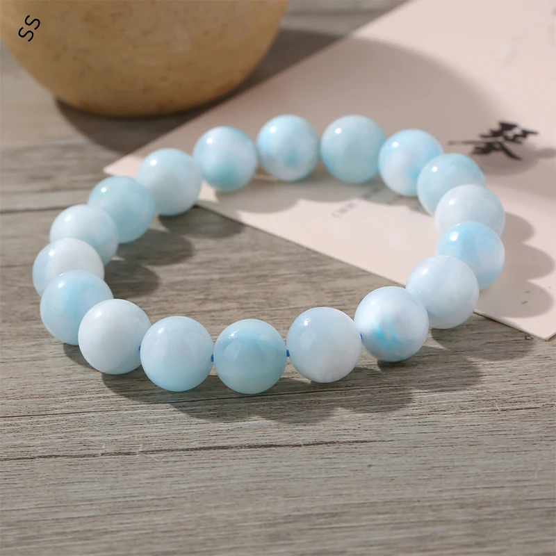 Quality High End Jewelry Hand Strand Accessories Natural Larimar Crystal Bracelet for Women's Charms Wrist Decoration Luxury