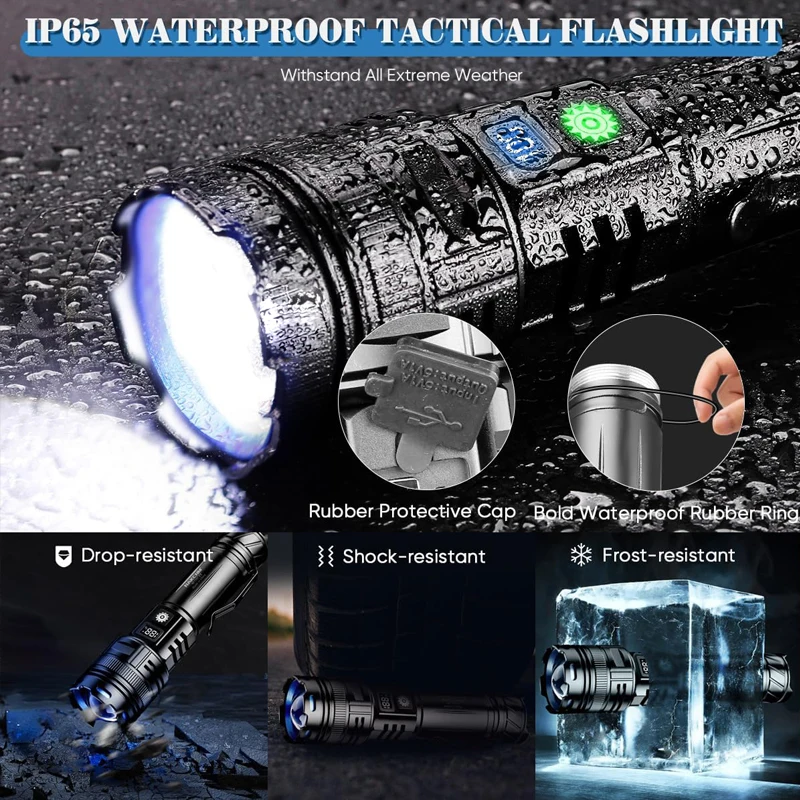 Powerful Aluminum Alloy LED Flashlight Usb Rechargeable Torch Lighting Zoomable Waterproof Flashlight With 26650 Battery view 5