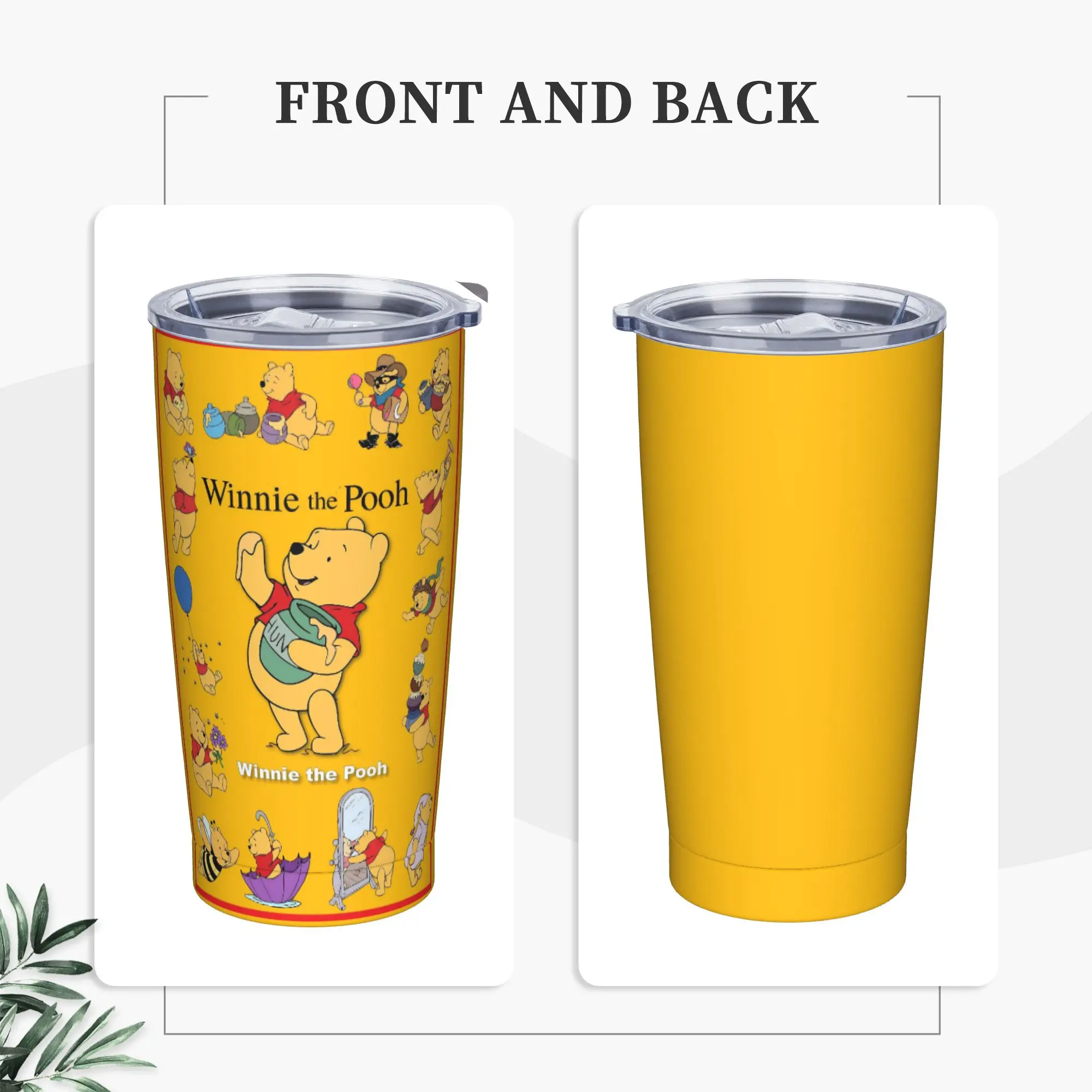 

Winnie the Pooh Stainless Steel Tumbler Travelist Coffee Mug With Straws and Lid 20oz Car Mugs Cold and Hot Water Bottle