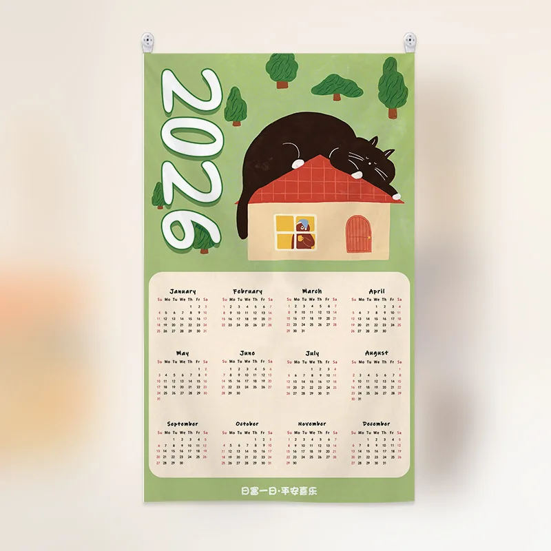 2026 التقويم الجدار الشنق النسيج المشارك ديكور غرفة النوم الكرتون طباعة غرفة نوم غرفة المعيشة أريكة حائط الخلفية الفن