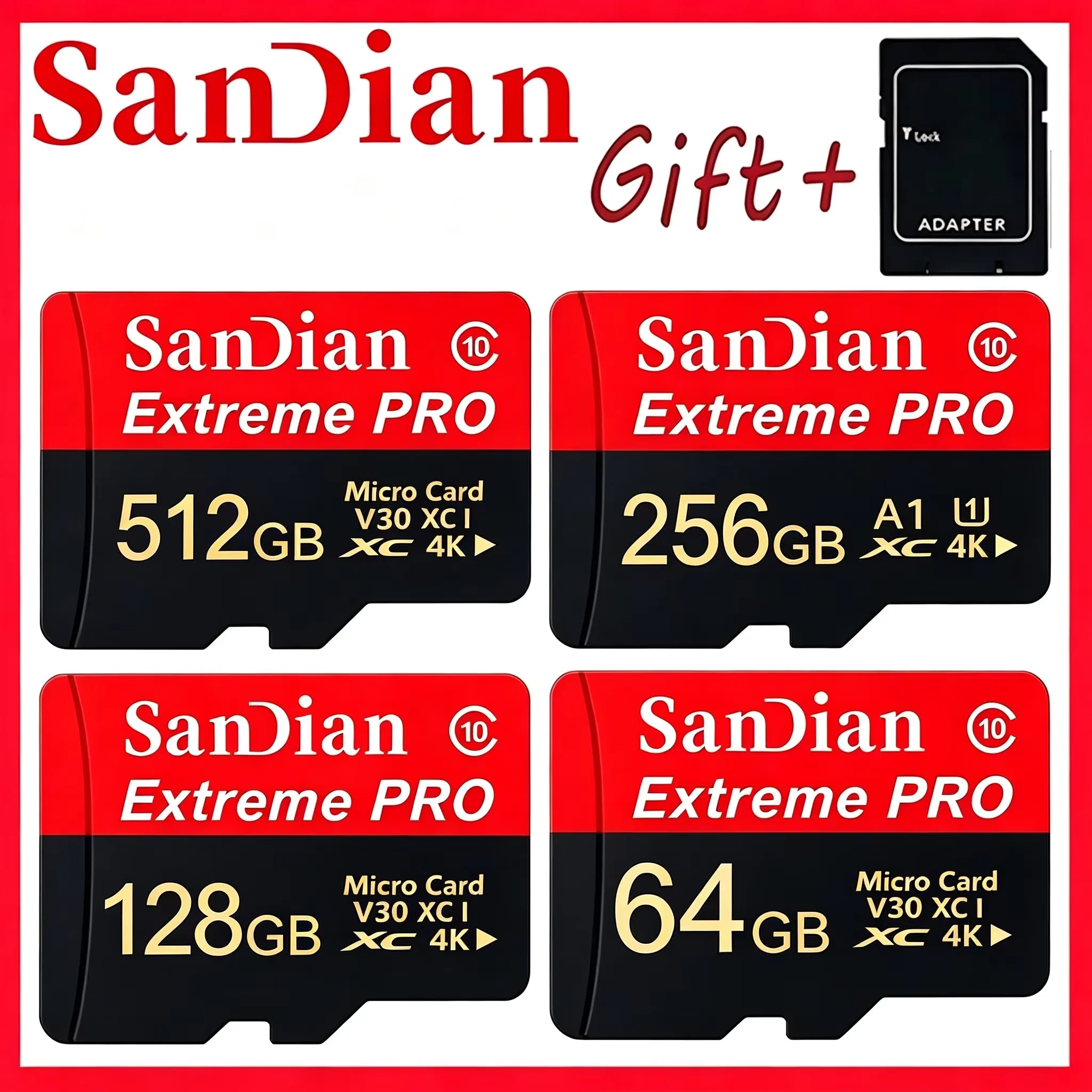 بطاقة ذاكرة Micro SD بسعات 64 جيجابايت، 512 جيجابايت، 256 جيجابايت، 128 جيجابايت، 1 تيرابايت، بطاقات SD، بطاقات TF، V10 UHS-I، 8K، متوافقة مع كاميرات GoPro/الهواتف/وحدات التحكم في الألعاب/نظارات الواق