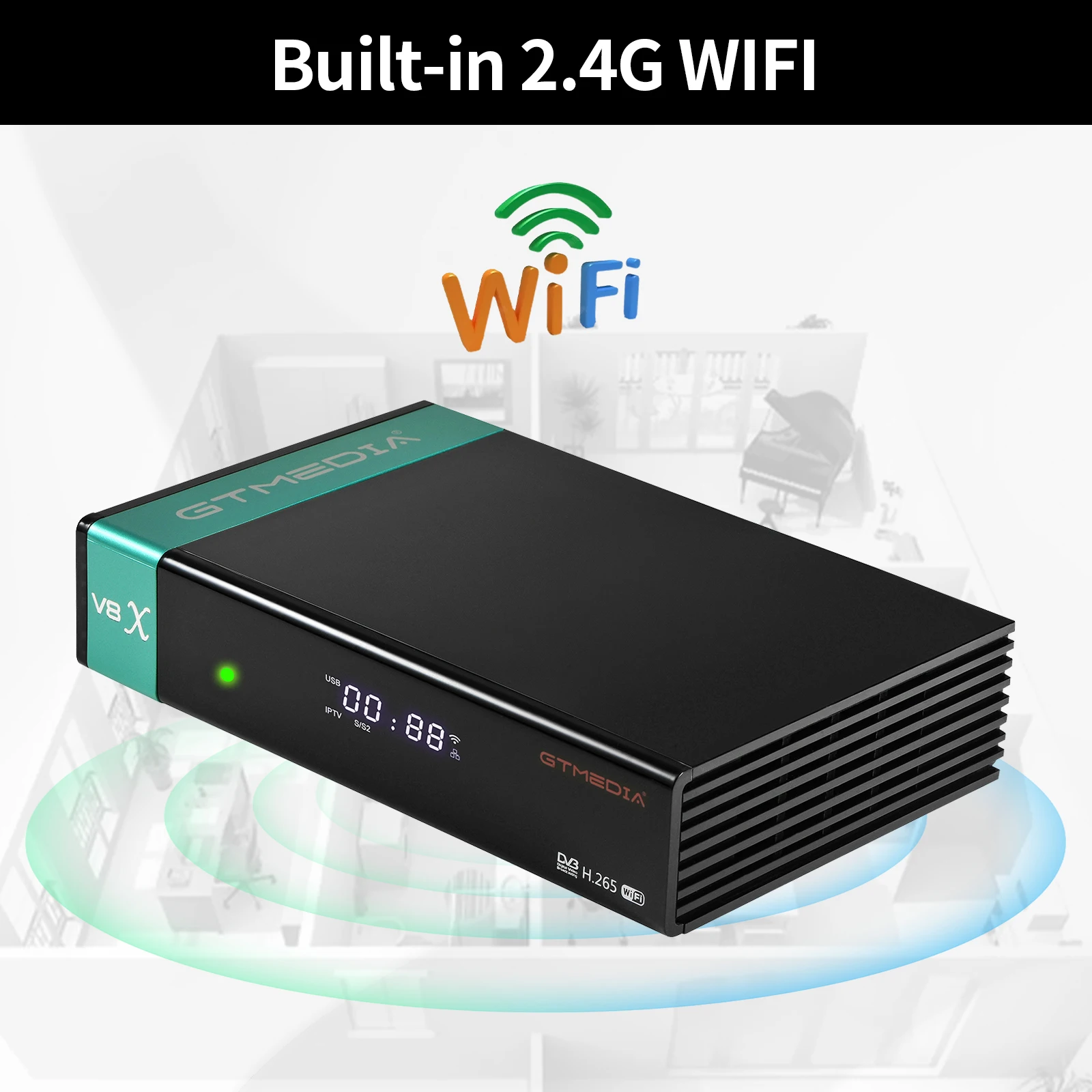 GTmedia lacam v8x satellite receiver DVB-S/S2/S2X,VCM/ACM/multi-stream 1080P HD Built-in 2.4G WIFI Support BISS auto roll