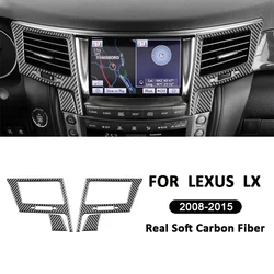 2PCS For Lexus LX 2008-2015 Carbon Fiber Automotive Interior Central Console Air Conditioning Outlet Frame Decoration Stickers