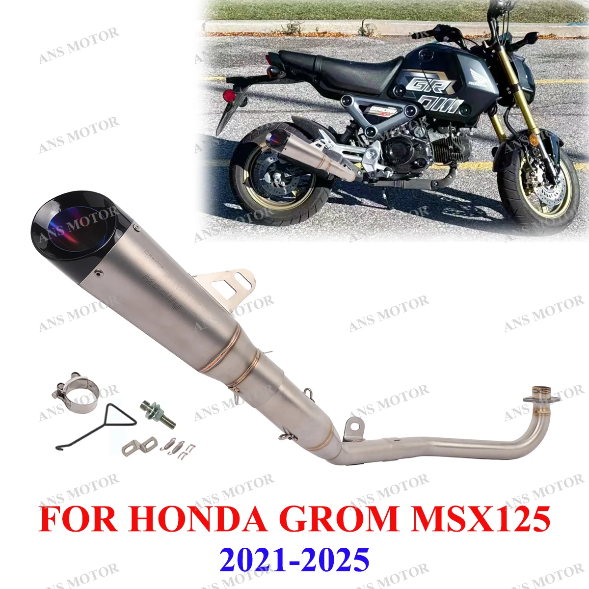 

Slip On For Honda Grom Msx125 2021-2025 Motorcycle Exhaust Full System Eacape Grom Exhaust