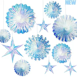 Hanging Honeycomb Ball Decor Paper Fan Snowflake Garlands Shiny Iridescent Party Decorations Birthday Wedding Disco Party Supply