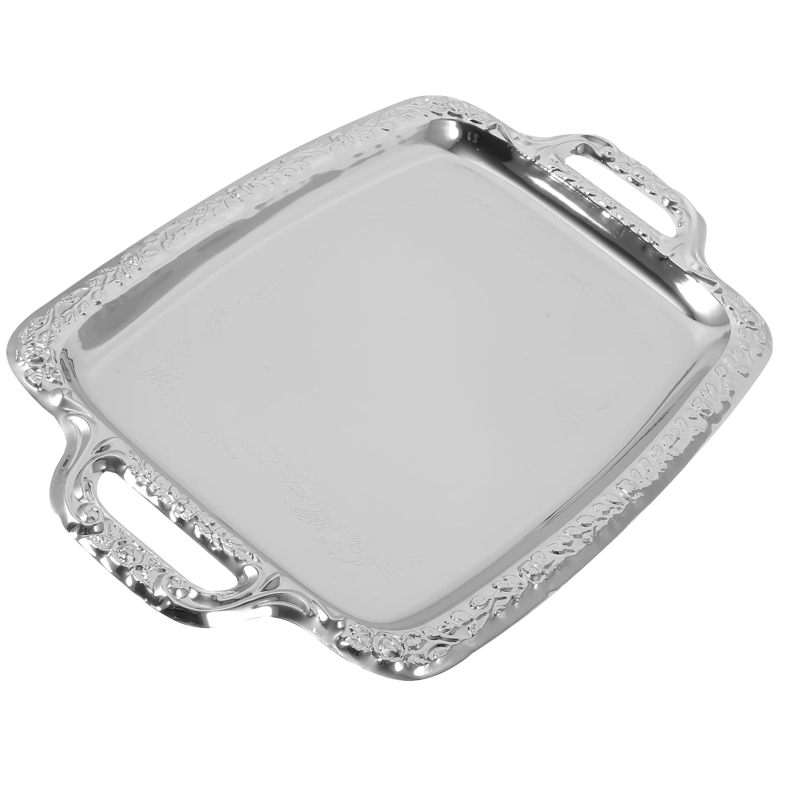 Bread Tray Chic Tableware Storage Silver Decor Living Room Serving Plate Coffee Round Household Footstool Metal Kitchen Crazy