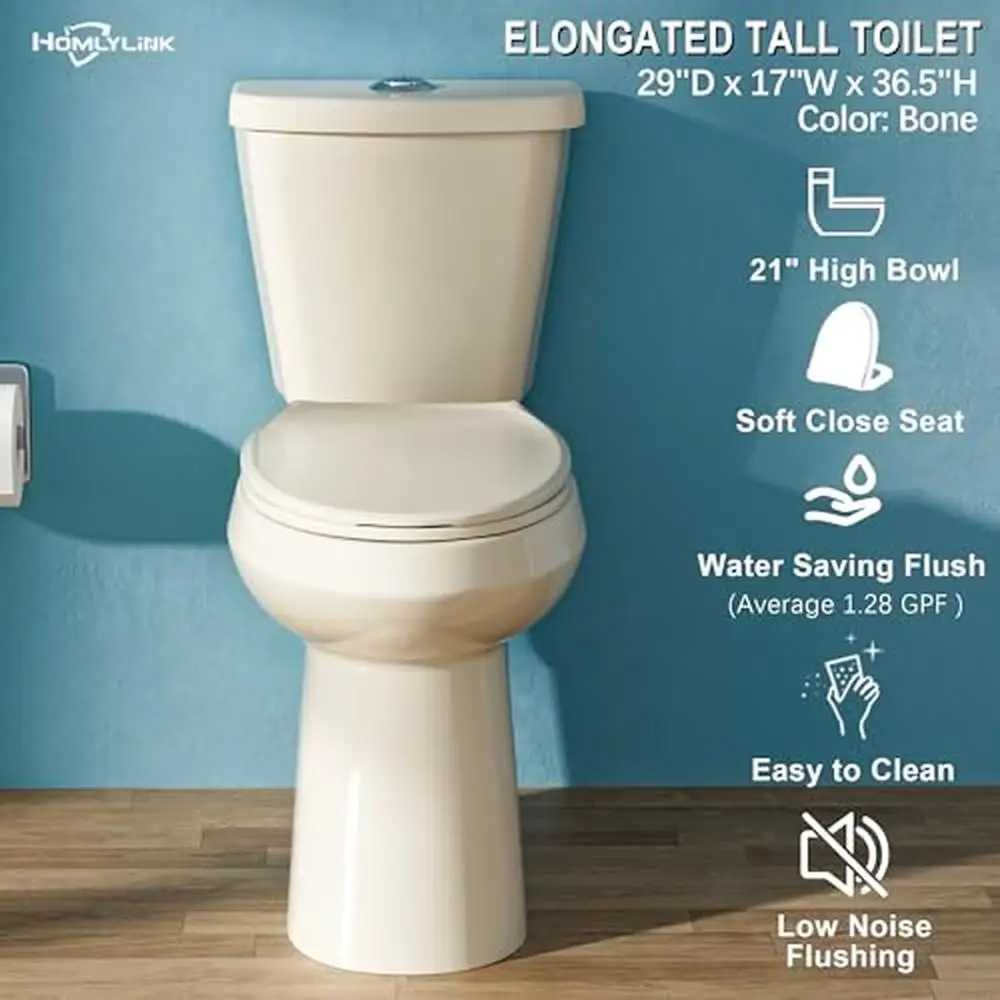 Extra Tall Seniors Elongated High Comfort Bowl Height 21” Toilet Seat 22