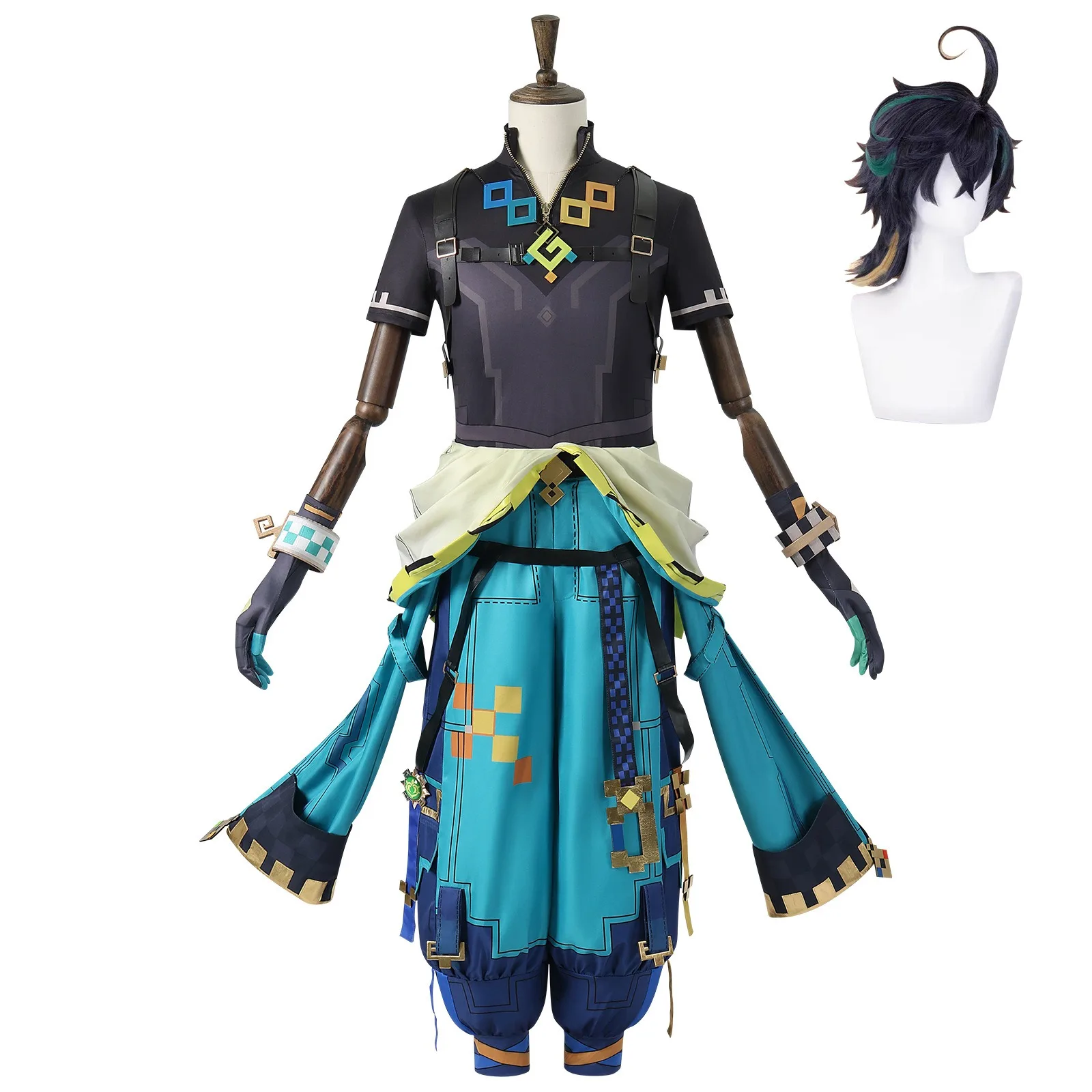 Genshin Impact Kinich Cosplay Costume Adult Kinich Uniform Wig Anime Halloween Party Carnival Costumes Masquerade Outfit Suit