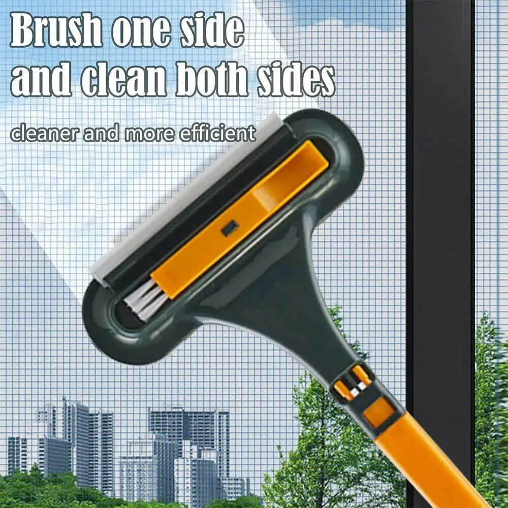 Household Cleaning Tool Window Cleaner Multi-function Double-Sided Scraper Window Mesh Screen Cleaning Brush 2 In 1