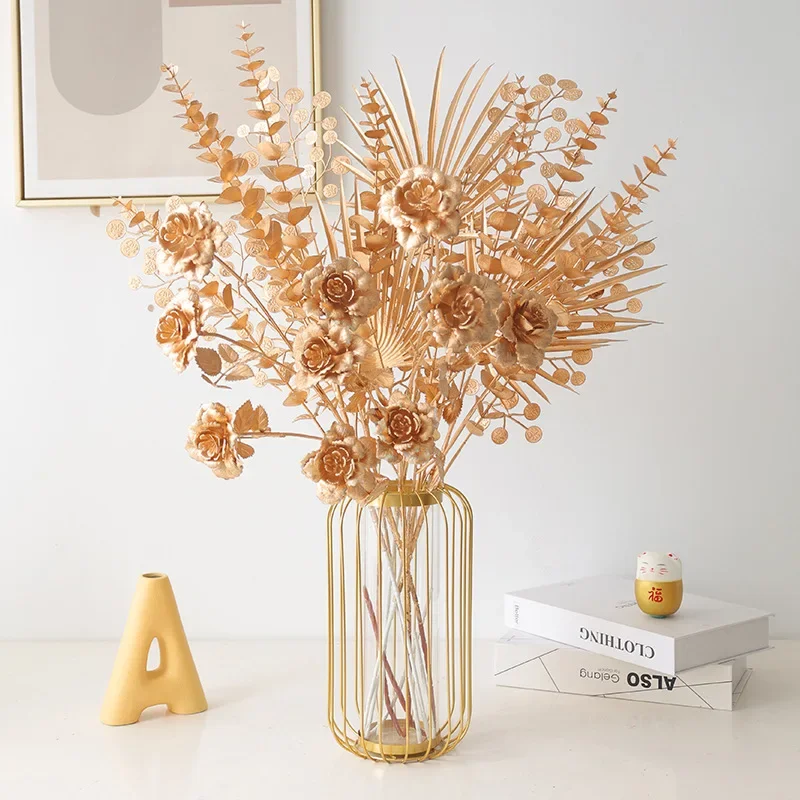Artificial Golden Ginkgo Leaf Eucalyptus Wedding Flower Arrangement Road Christmas Home Decoration Fake Flowers - Image 3