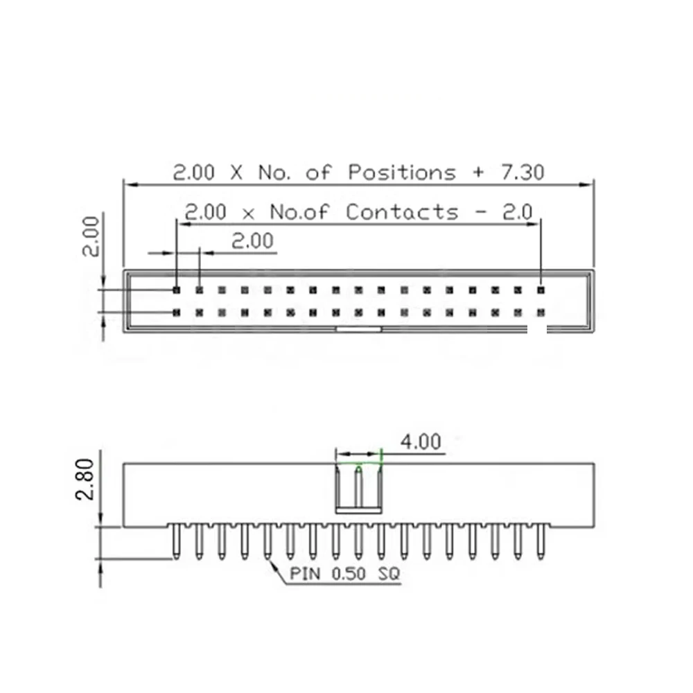 10Pcs 2.0mm 2mm DC3 Double Row 6/8/10/12/14/16/18/20/30/34/40 Pin Male IDC Socket Connector DIP Straight Box Header