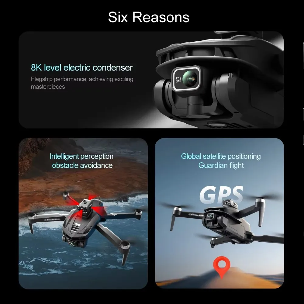 V168 Pro MAX Drone 8K Professional Dual HD Camera GPS 5G WIFI FPV 360° Obstacle Avoidance Brushless Rc Quadcopter Drones Toys