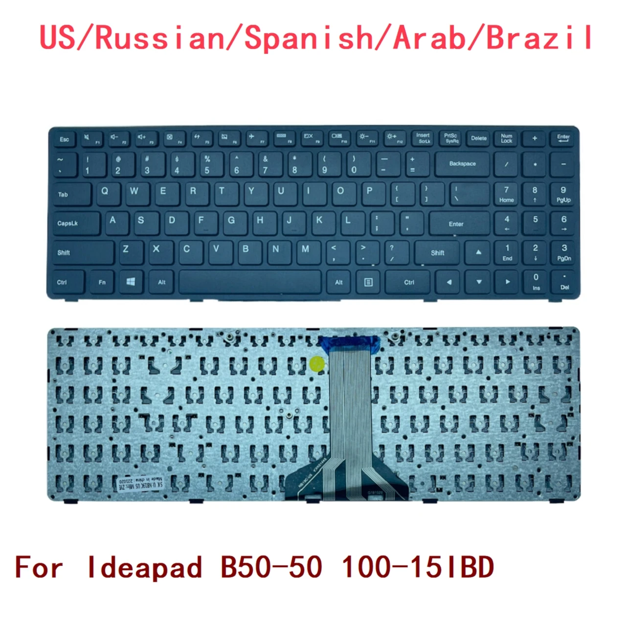 Nowa rosyjska hiszpańska klawiatura do laptopa Arab Brazil dla Lenovo Ideapad B50-50 zamiennik notebooka 100-15IBD