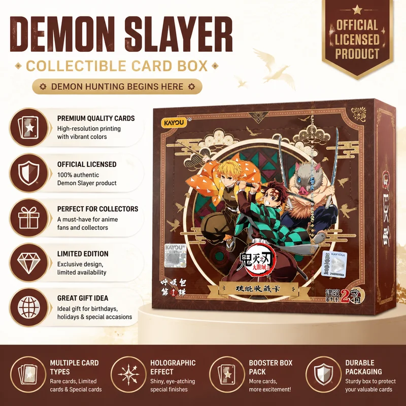 Kayou Demon Slayer Kimetsu No Yaiba Trading Cards Breath Pack Vol.1 Genuine Sealed Full Box TCG Anime Collectible Cards Gift Toy