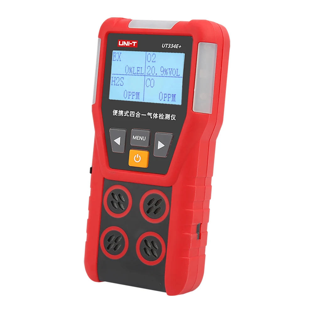 UNI-T UT334E كاشف الغاز المتعدد O2 CO H2S الغازات القابلة للاحتراق الأكسجين أول أكسيد الكربون كبريتيد الهيدروجين 4 في 1 كاشف تسرب الغاز