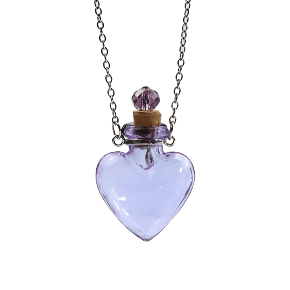 Openable Pendant Necklace Glaze Vial Water Drop Shape Openable Glaze Vial Necklace Heart Shape Steel Chain Vial Pendant Necklace