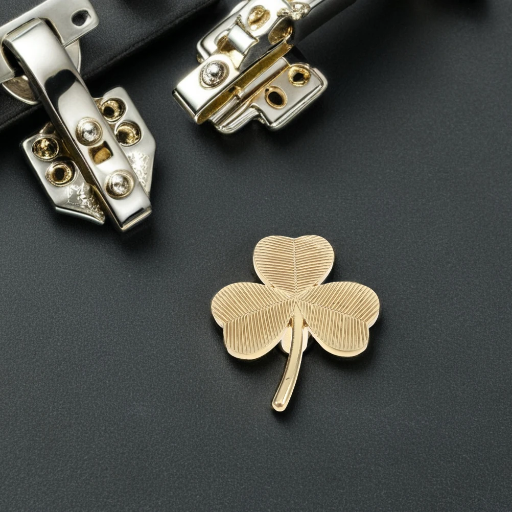 

2 Pcs Brass Handle Unique Handles Wardrobe Special Shaped Drawer Golden Hardware for Cabinets Knobs Shamrock