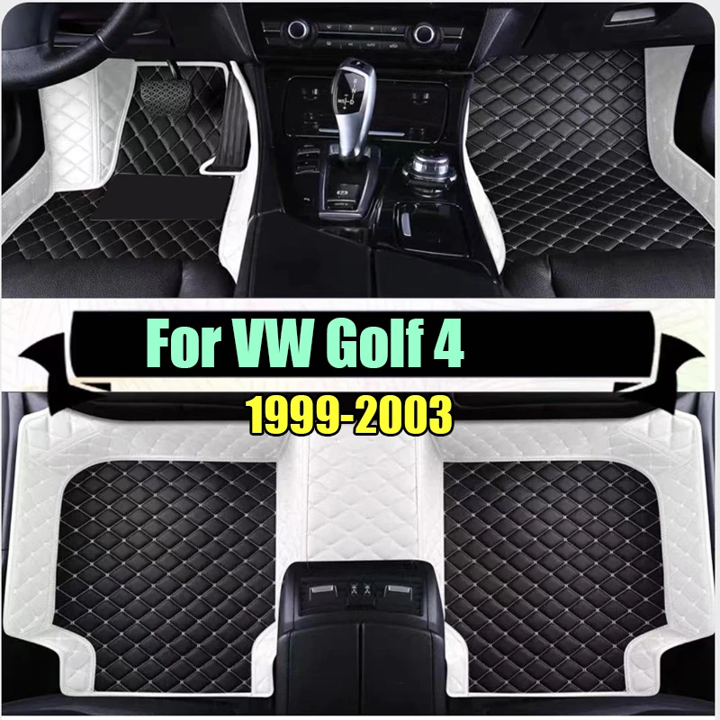 Custom Automotive Car Floor Mats For VW Golf 4 1999 2000 2001 2002 2003 Auto Luxury Leather Men Women Car Mats Full Coverage