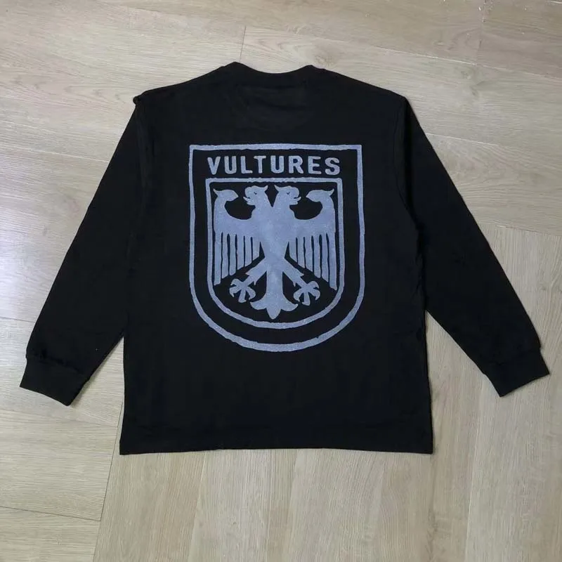 

KANYE Черная осенняя футболка с длинными рукавами 25SS Мужская женская повседневная футболка свободного покроя из 100% хлопка с принтом