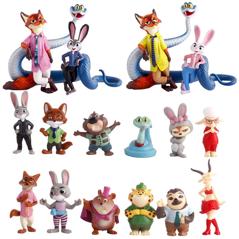 

3/6/12 шт./компл. Zootopia 2 Джуди Кролик Ник Фокс Коллекционная фигурка для фанатов Детский рождественский подарок