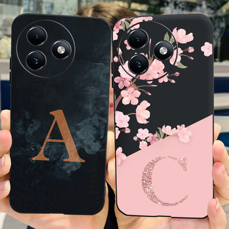 Cute Letter Case For Itel S24 2024 Black Silicone Soft TPU Cover For itel S24 S667LN Phone Cases