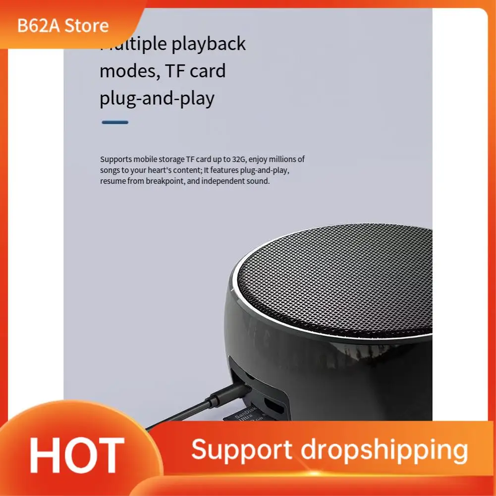 

Портативный Bluetooth-динамик B62A — компактный беспроводной стальной металлический сабвуфер, уличный мини-динамик для дома, офиса, путешествий