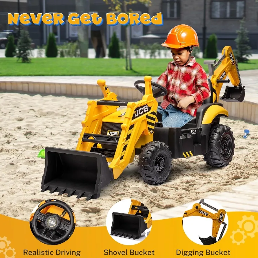 24V JCB Ride on Excavator Ride on Construction Vehicles with Remote Control Bulldozer Digging Arm Sand Digger and Backhoe Shove