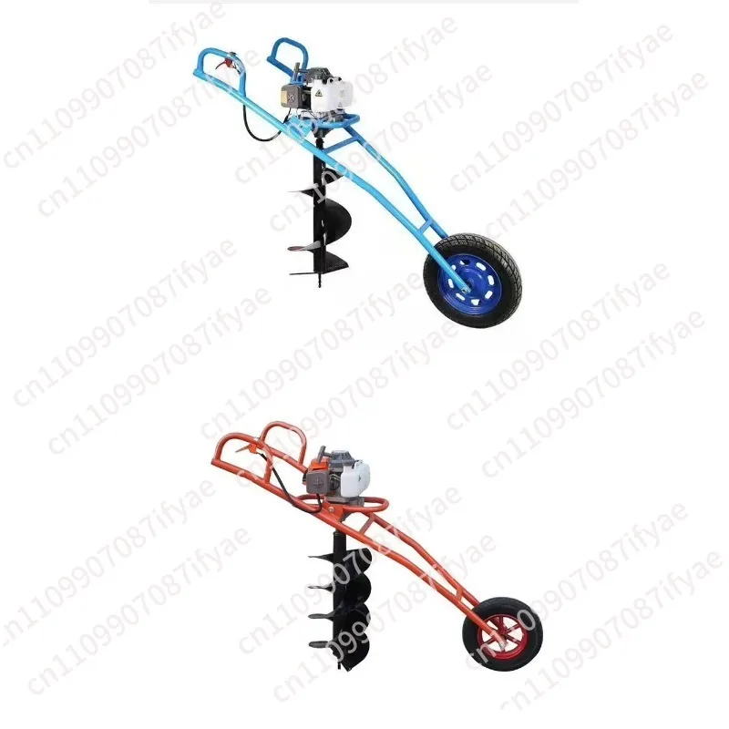 Hand Push Type Single Wheel Ground Drill Rack DoubleWheel Agricultural Drilling Ground Drill Digging Rack Small Planting Machine