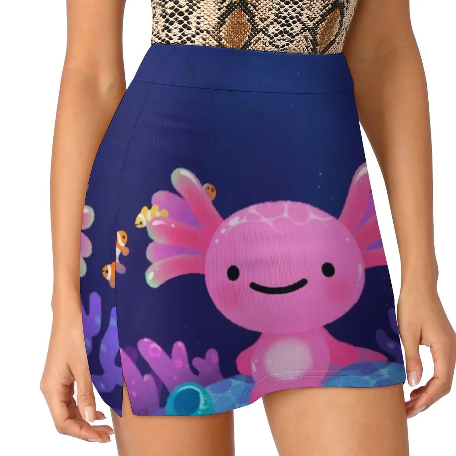 Coral Axolotl Women's skirt With Hide Pocket Tennis Skirt Golf Skirts Badminton Skirts Running skirts Coral Axolotl Walking