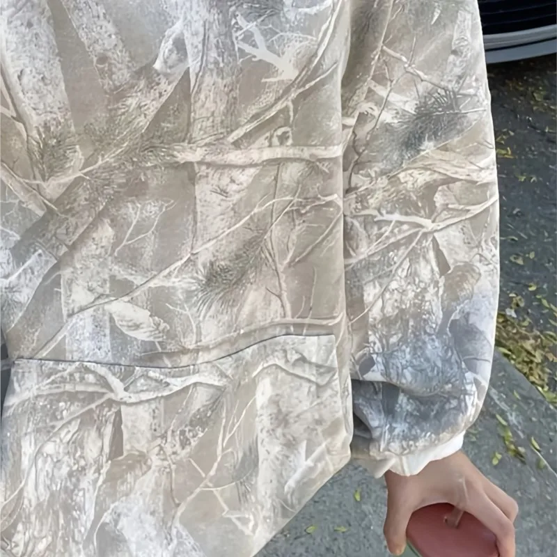 Outono novo ramos mortos impressão hoodies feminino 2025 casual solto manga longa grande bolso fatos de treino y2k streetwear bluzy damskie