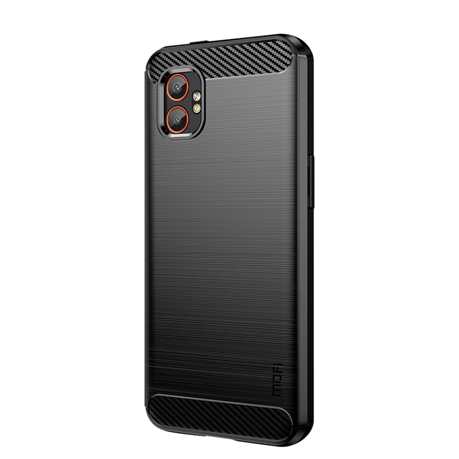 

For Samsung Galaxy XCover7 Pro Back Cover MOFI Brushed Texture Carbon Fiber Soft TPU Case - Black