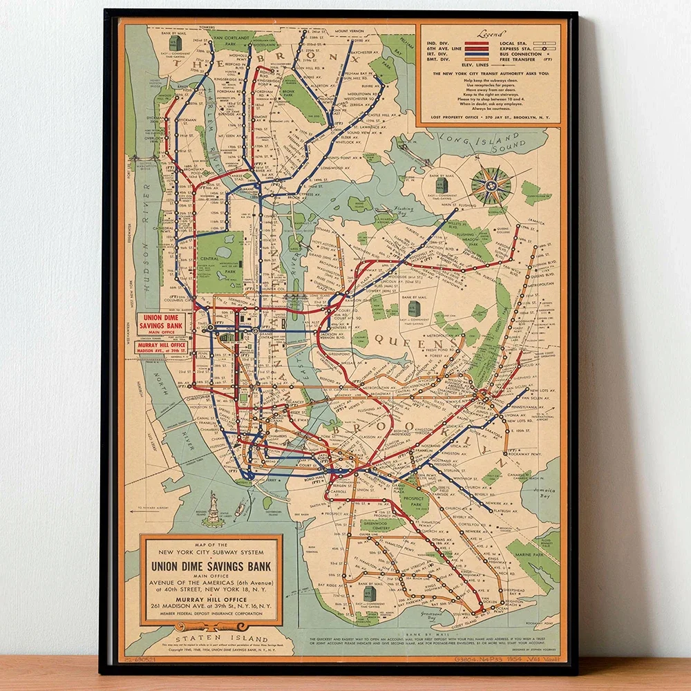 Vintage Subway Maps New York City Nordic Poster Wall Art Canvas Painting Posters Wall Pictures For Living Room Decor Unframed